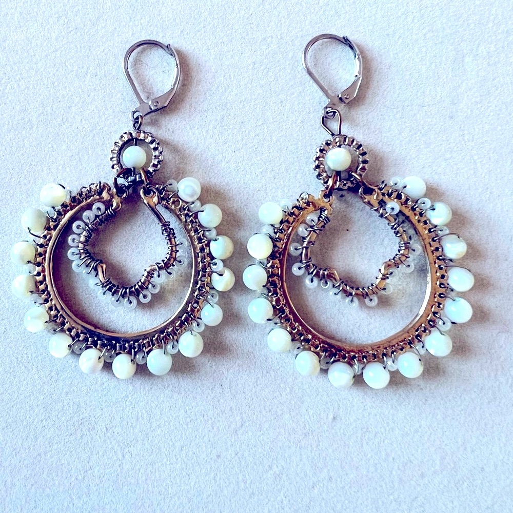 Gorgeous gold and white dangle earrings